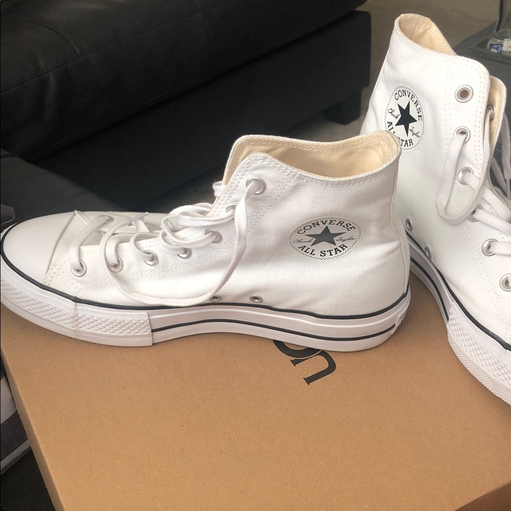 Platform Converse All Star White Canvas High-Tops | WORN ONCE
